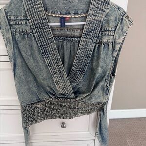 Anthropologie Blue Textured Blouse